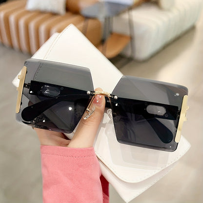 Y2K Oversized Rimless Square Sunglasses