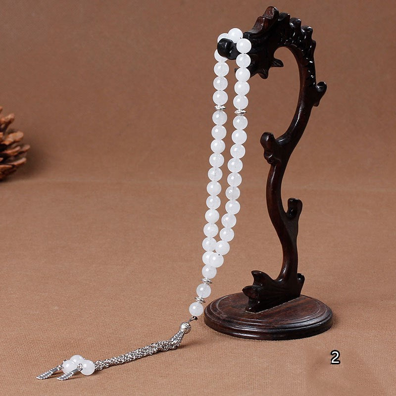 33 Natural stone agate crystal rosary bracelet