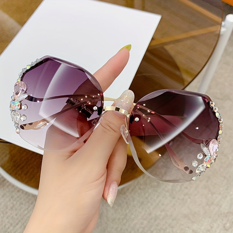 Luxury Rhinestone Rimless Sunglasses