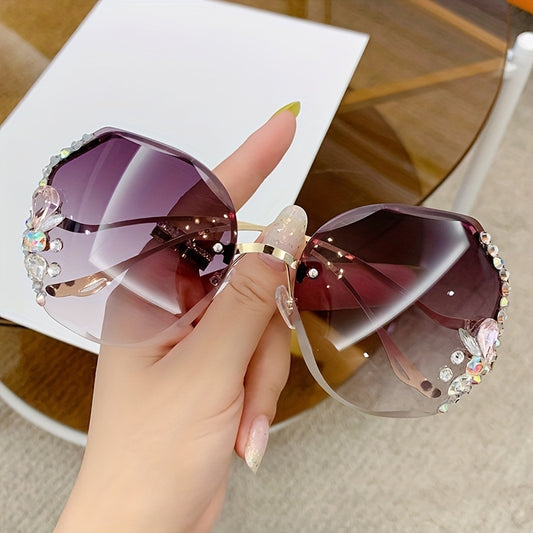 Luxury Rhinestone Rimless Sunglasses