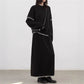 Color-contrasting Stripe Skirt Two-piece Set Idle Style Loose Pullover Sweater Set Women