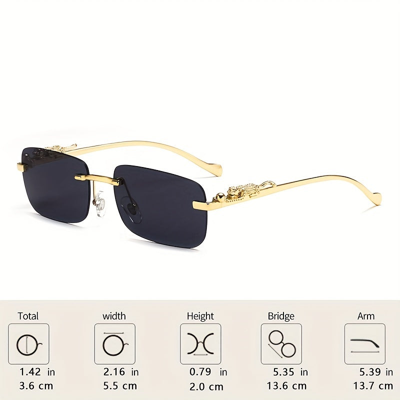 Retro Cheetah Rimless Glasses