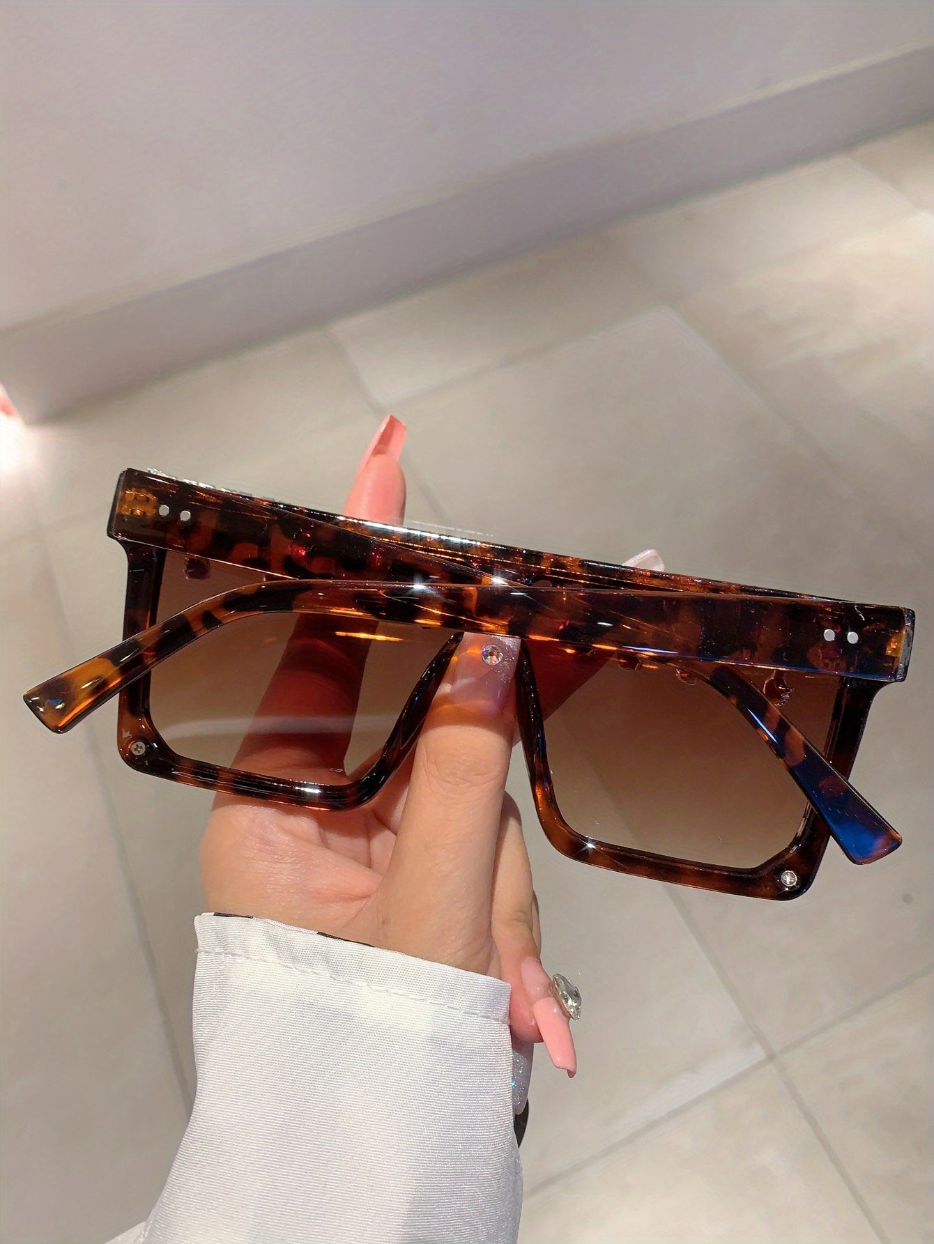 Oversized Rhinestone Square Sunglasses