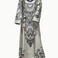 Elegant Floral Print Long Sleeve Abaya Dress