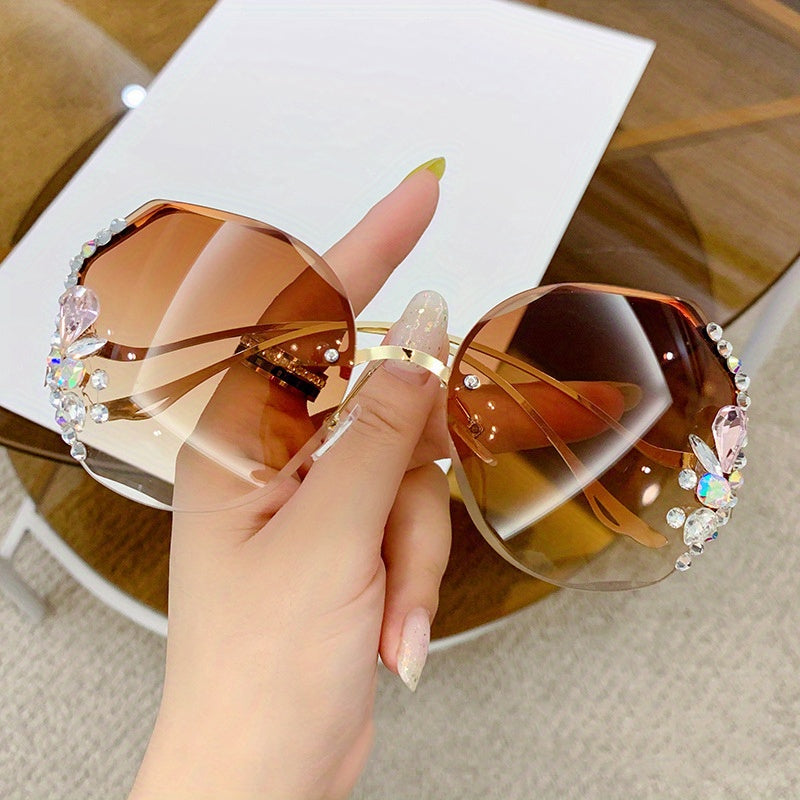 Luxury Rhinestone Rimless Sunglasses