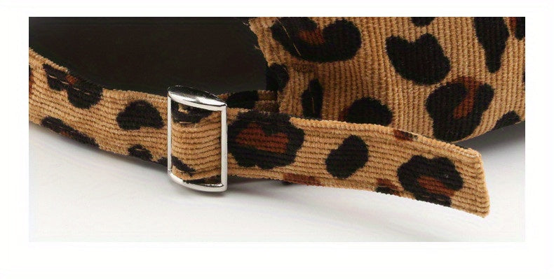 Leopard Print Corduroy Baseball Cap