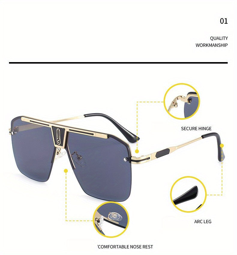 Oversized Rimless Stainless Steel Glasses