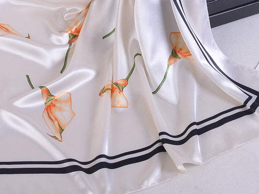 Fashion Plant Flower Simulation Silk Scarf Headscarf