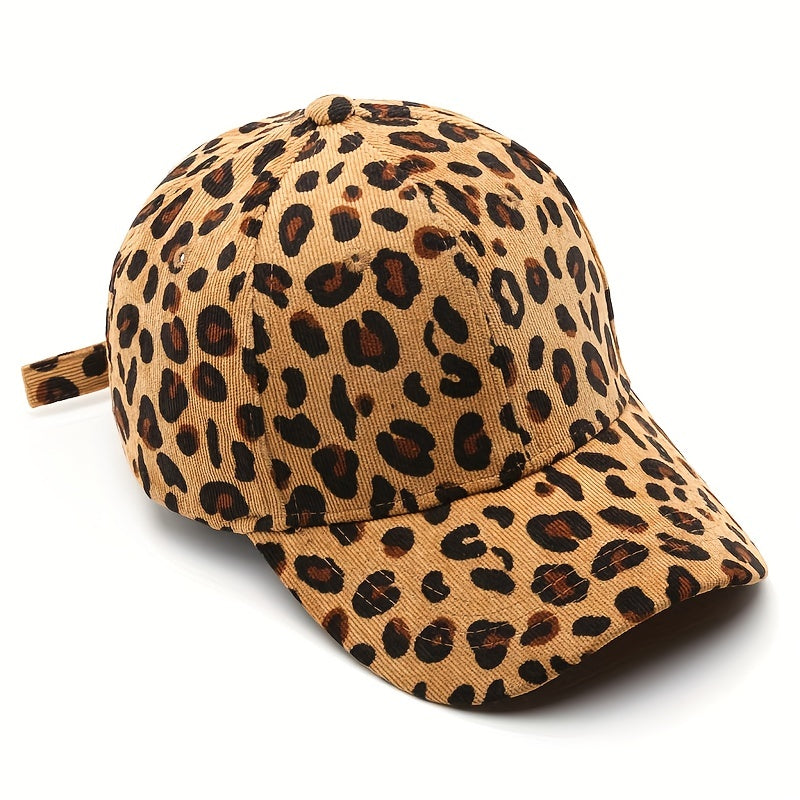 Leopard Print Corduroy Baseball Cap