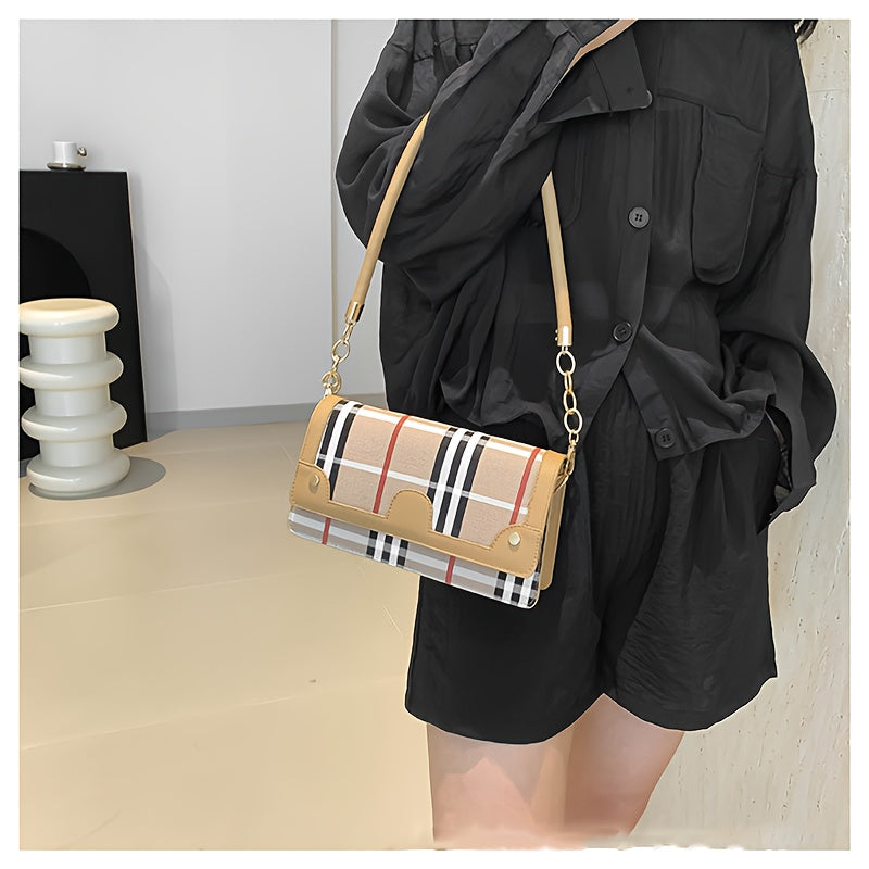 Striped Waterproof PU Leather Crossbody Bag