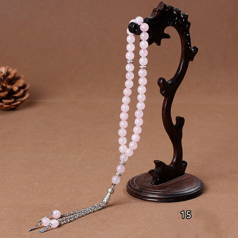 33 Natural stone agate crystal rosary bracelet