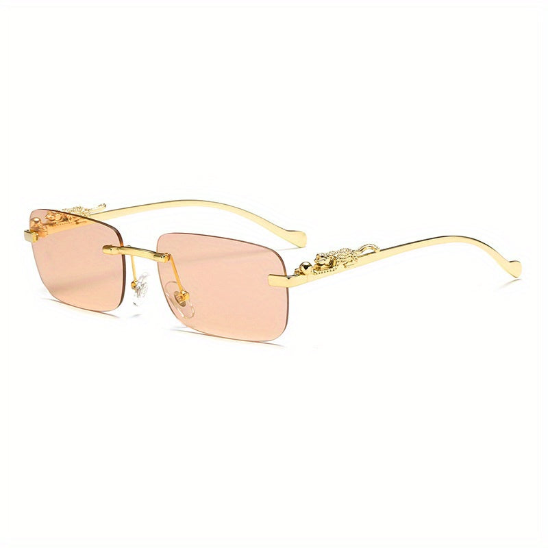 Retro Cheetah Rimless Glasses