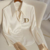 Women’s White Acetate Satin Design Shirt