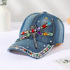Rhinestone Dragonfly Denim Dad Hat