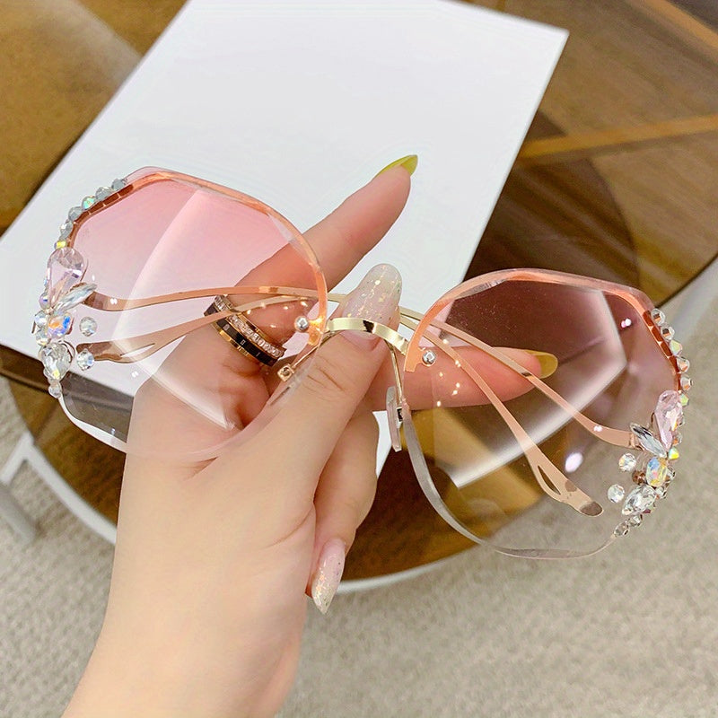 Luxury Rhinestone Rimless Sunglasses