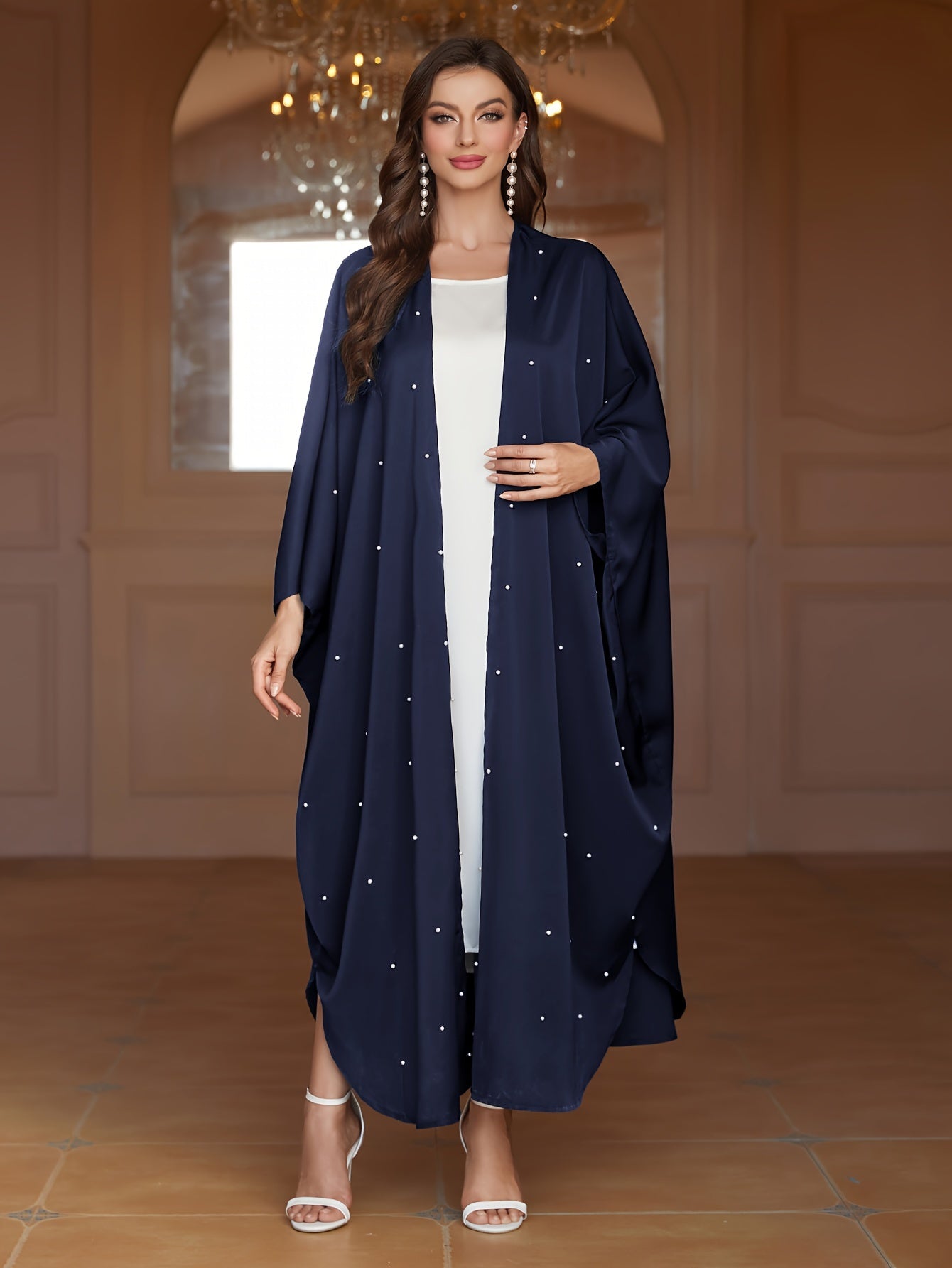 Beaded Solid Ramadan Kaftan