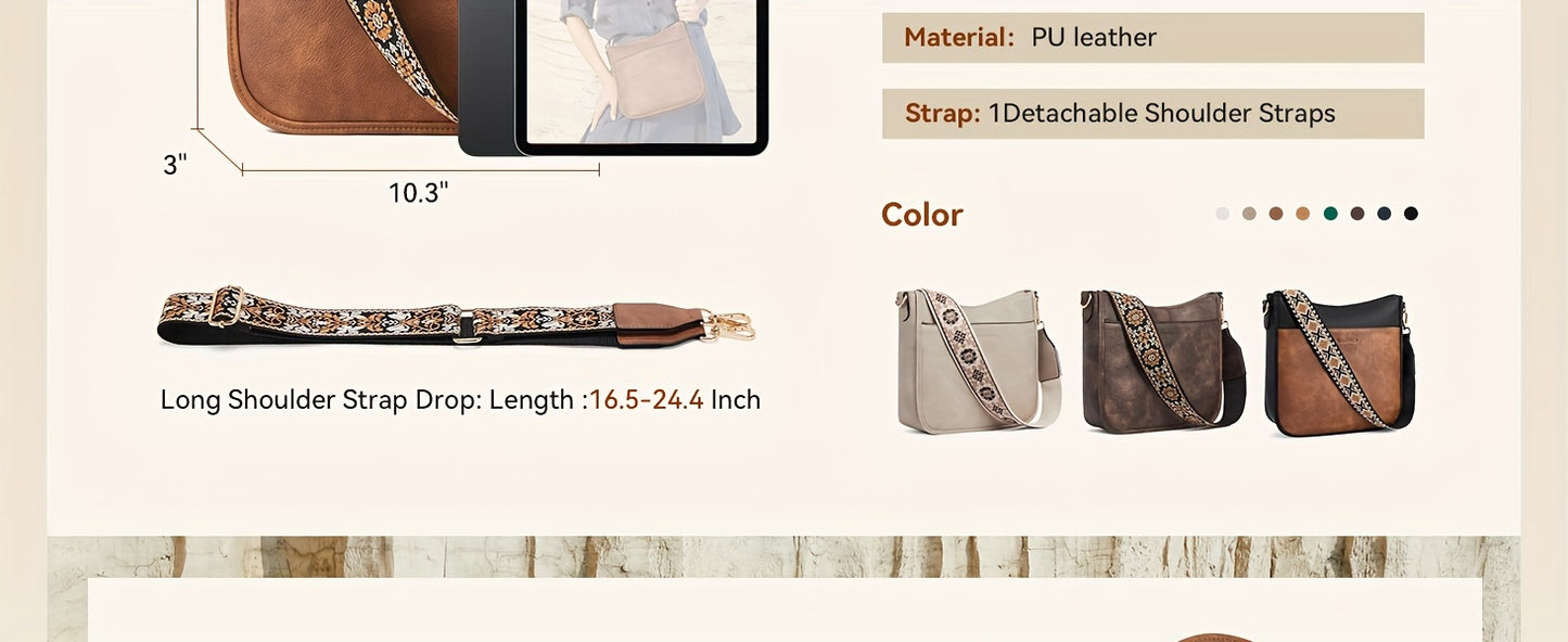 Vegan Leather Hobo Crossbody Bag