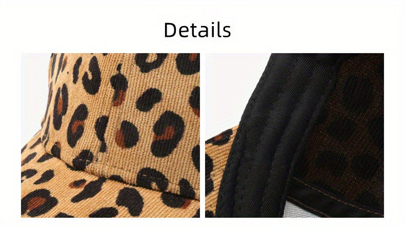 Leopard Print Corduroy Baseball Cap