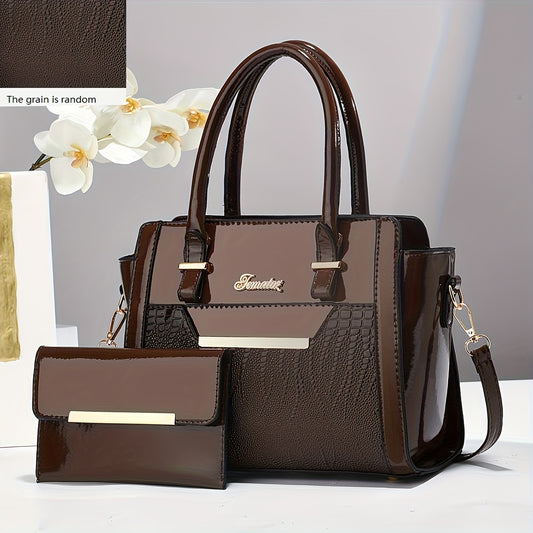 2-Piece Crocodile Pattern Tote Bag Set