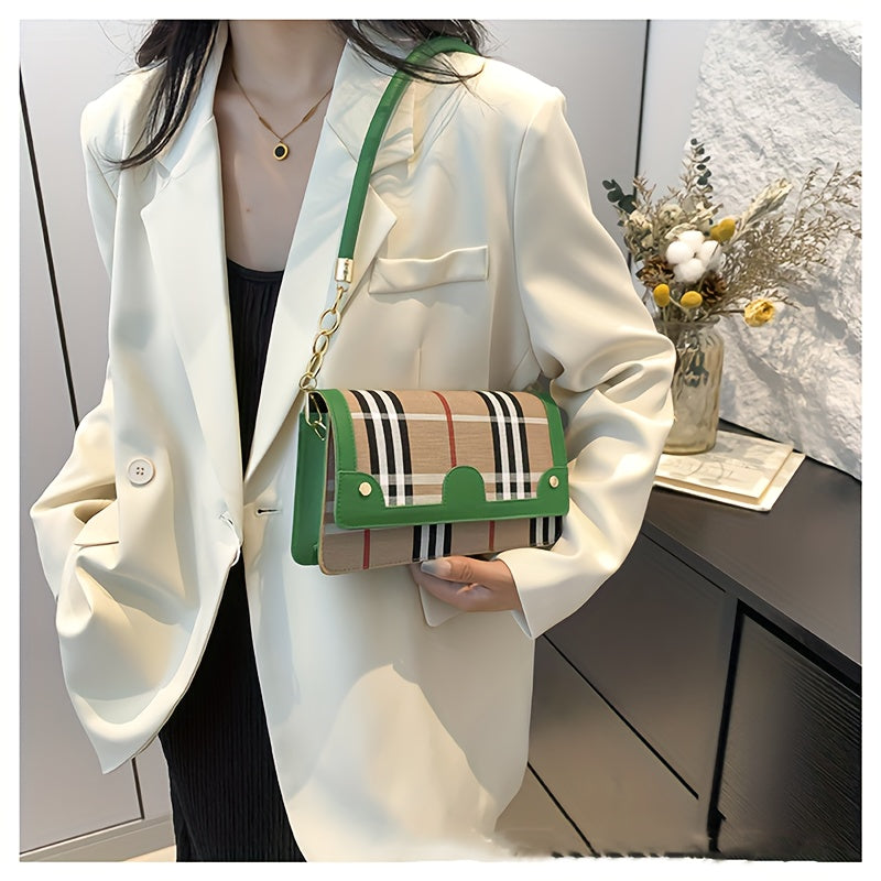 Striped Waterproof PU Leather Crossbody Bag