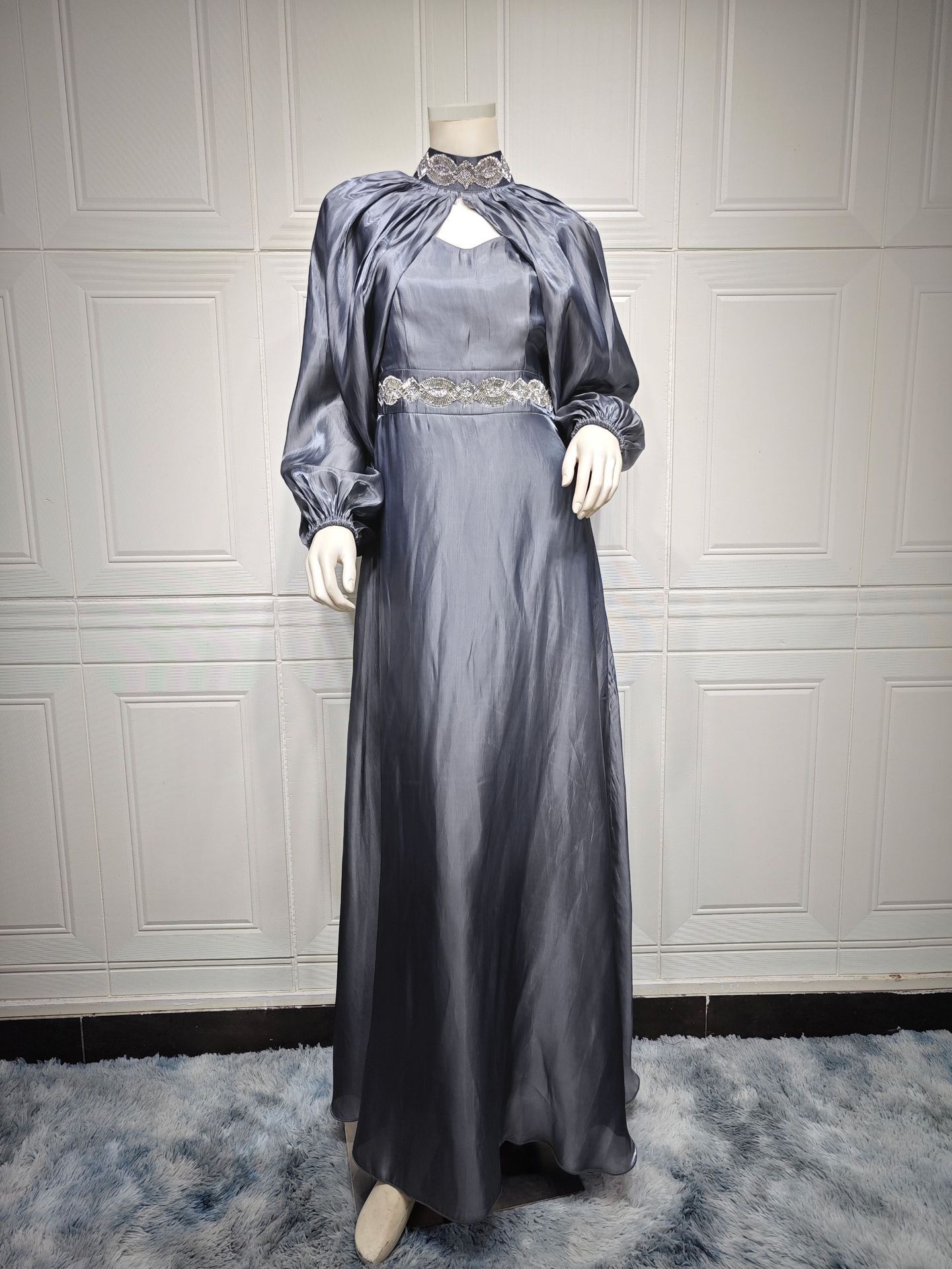 2-Piece Satin Abaya Robe