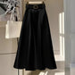 Elegant Solid Color A Line Skirt Smooth Satin Finish Flared
