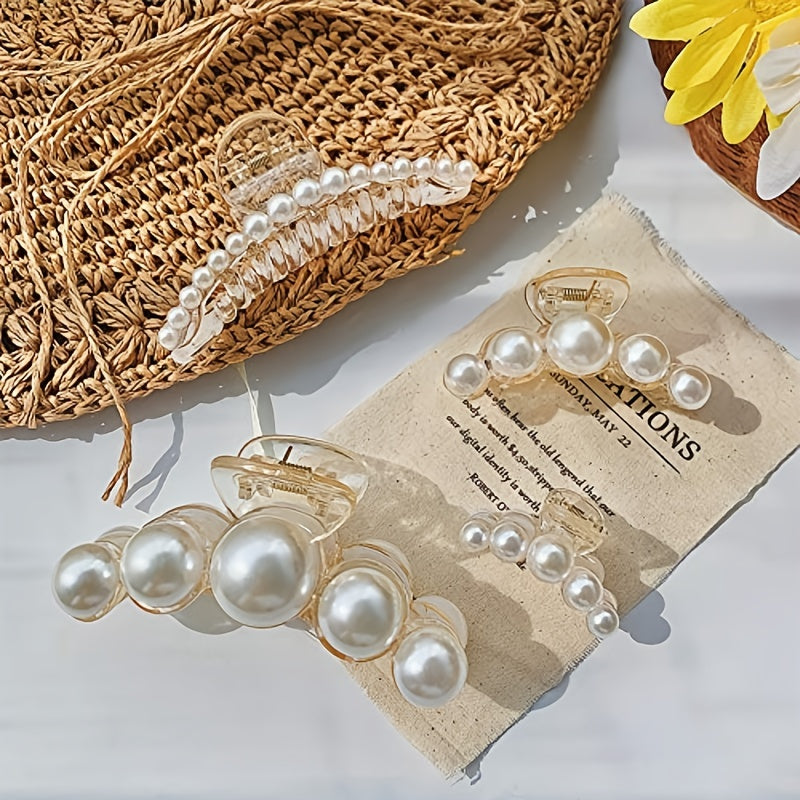 French Faux Pearl Hair Clip Set
