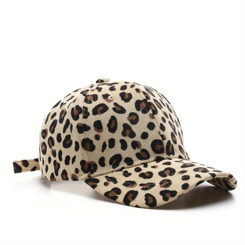 Leopard Print Corduroy Baseball Cap