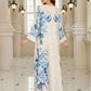Elegant Floral Print Long Sleeve Abaya Dress