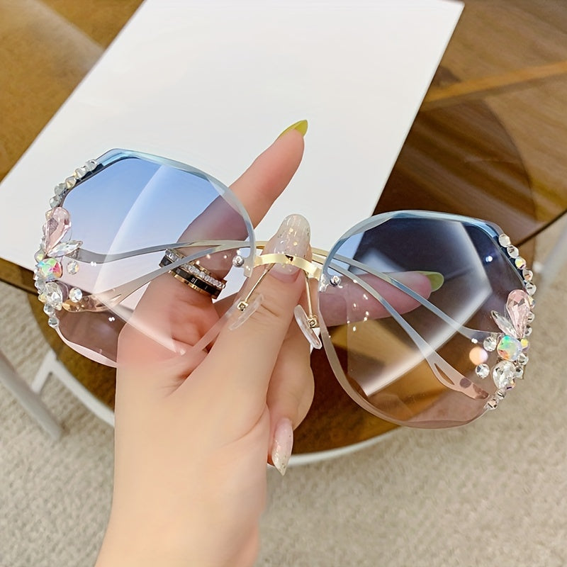 Luxury Rhinestone Rimless Sunglasses