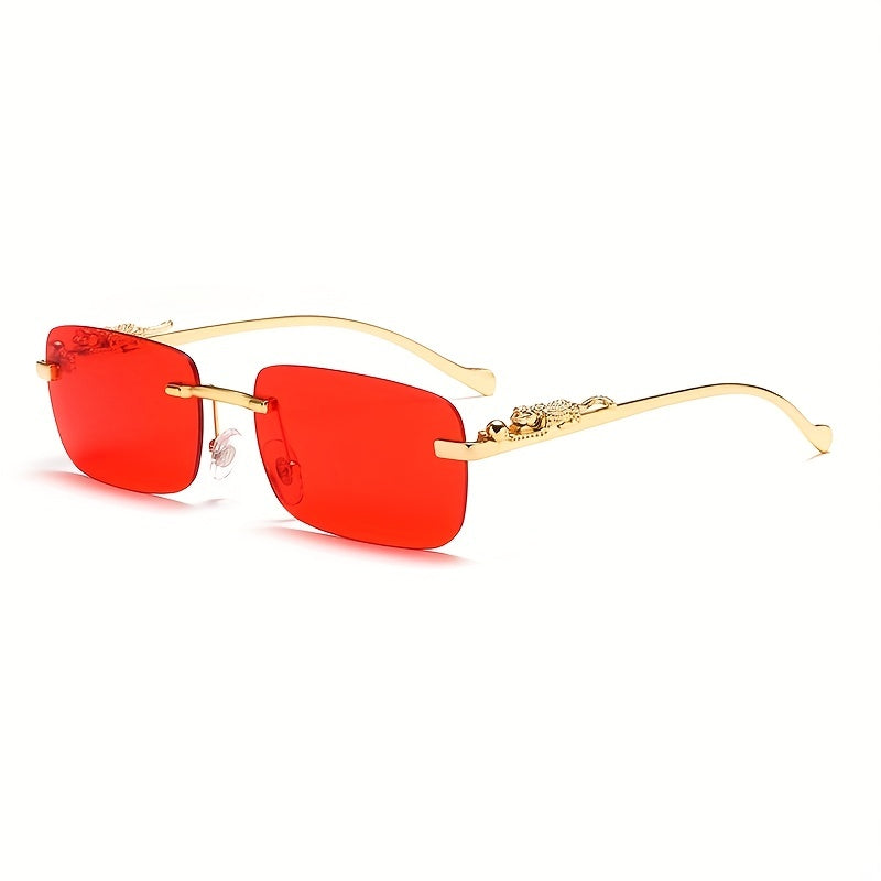 Retro Cheetah Rimless Glasses