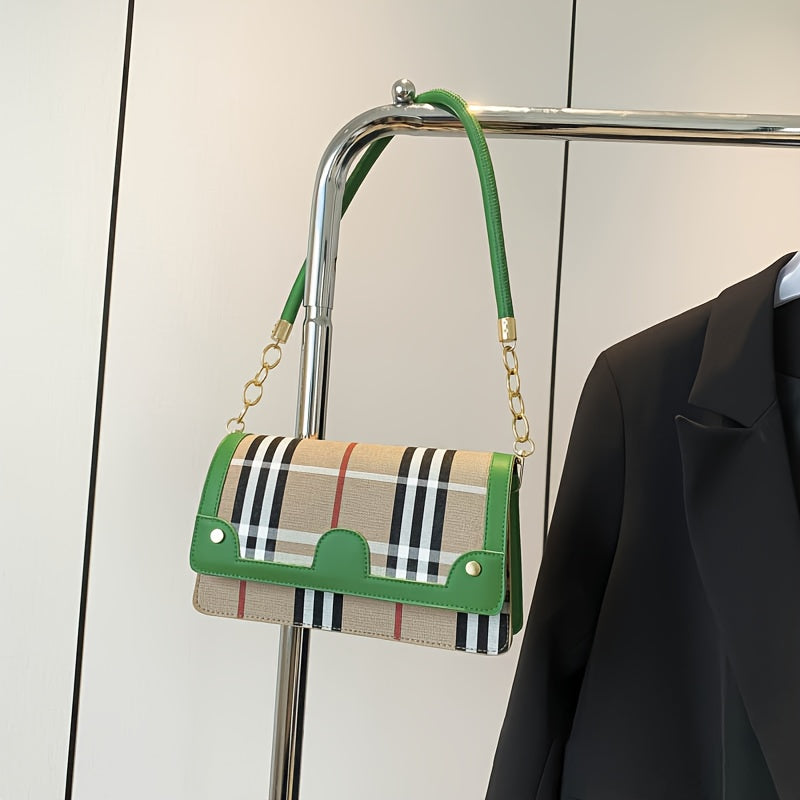 Striped Waterproof PU Leather Crossbody Bag