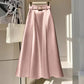 Elegant Solid Color A Line Skirt Smooth Satin Finish Flared