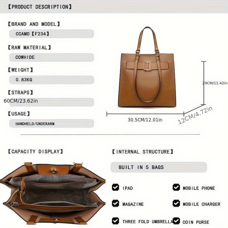 Genuine Leather Luxury Tote Bag