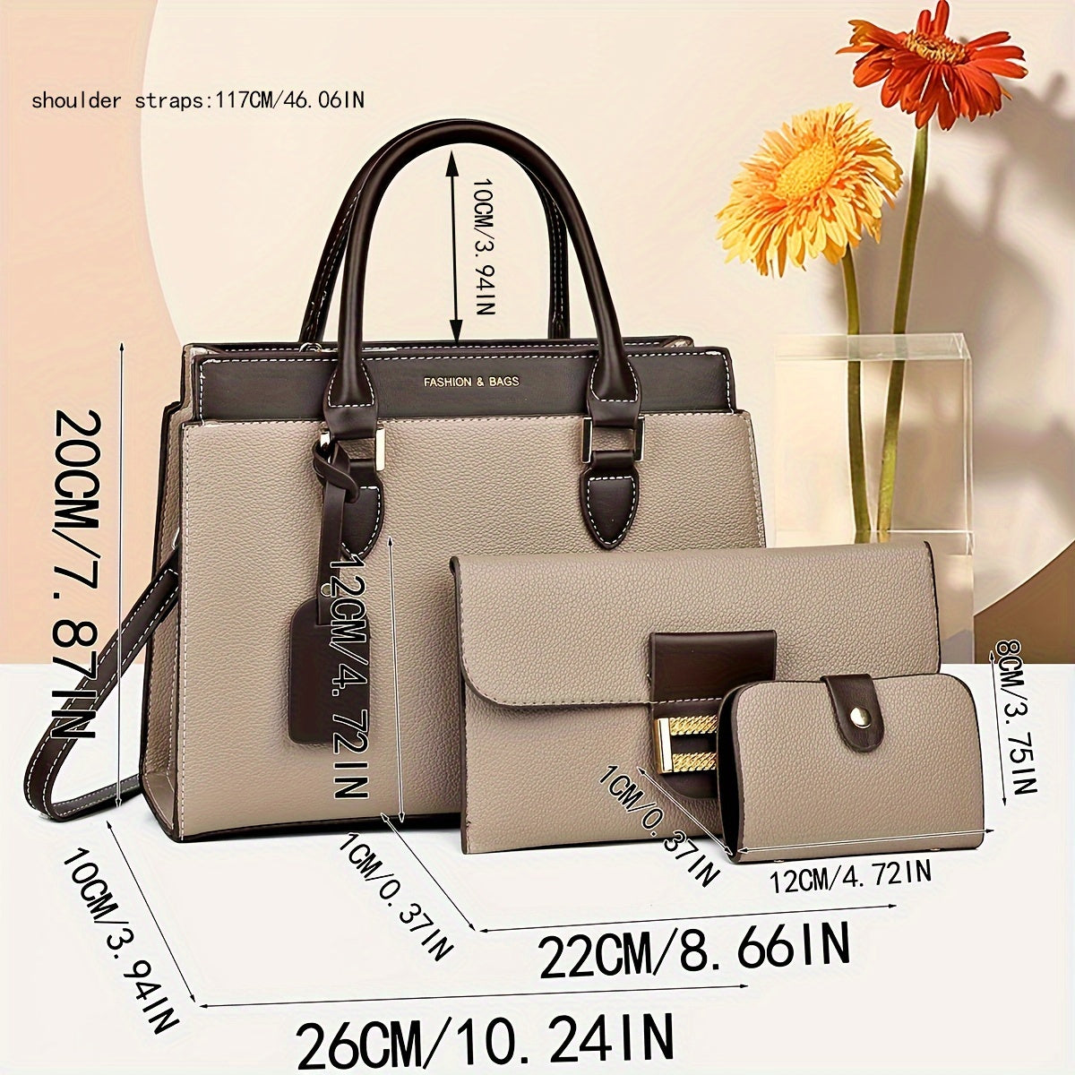 3-Piece Fashion Tote Bag Set