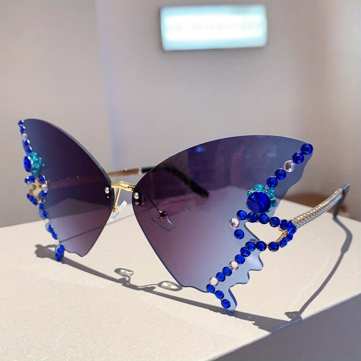 Y2K Rhinestone Butterfly Sunglasses