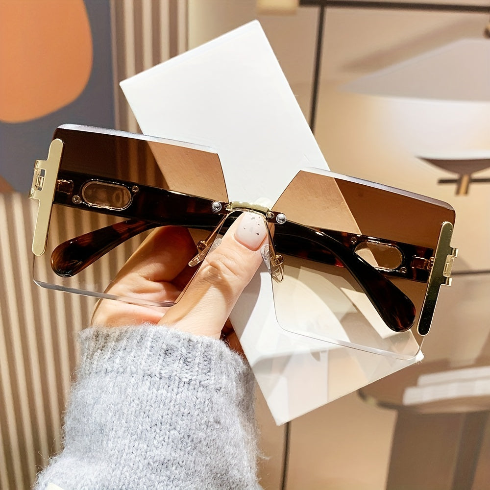 Y2K Oversized Rimless Square Sunglasses