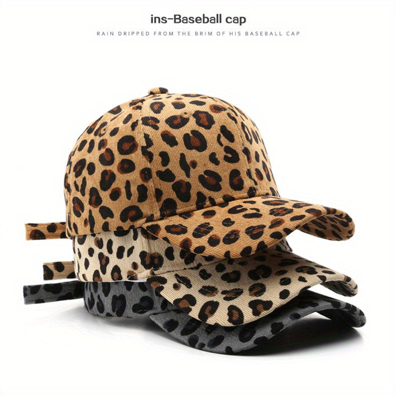 Leopard Print Corduroy Baseball Cap