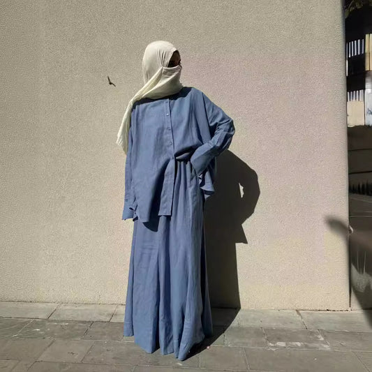 Women's Loose Long Sleeve Shirt Skirt