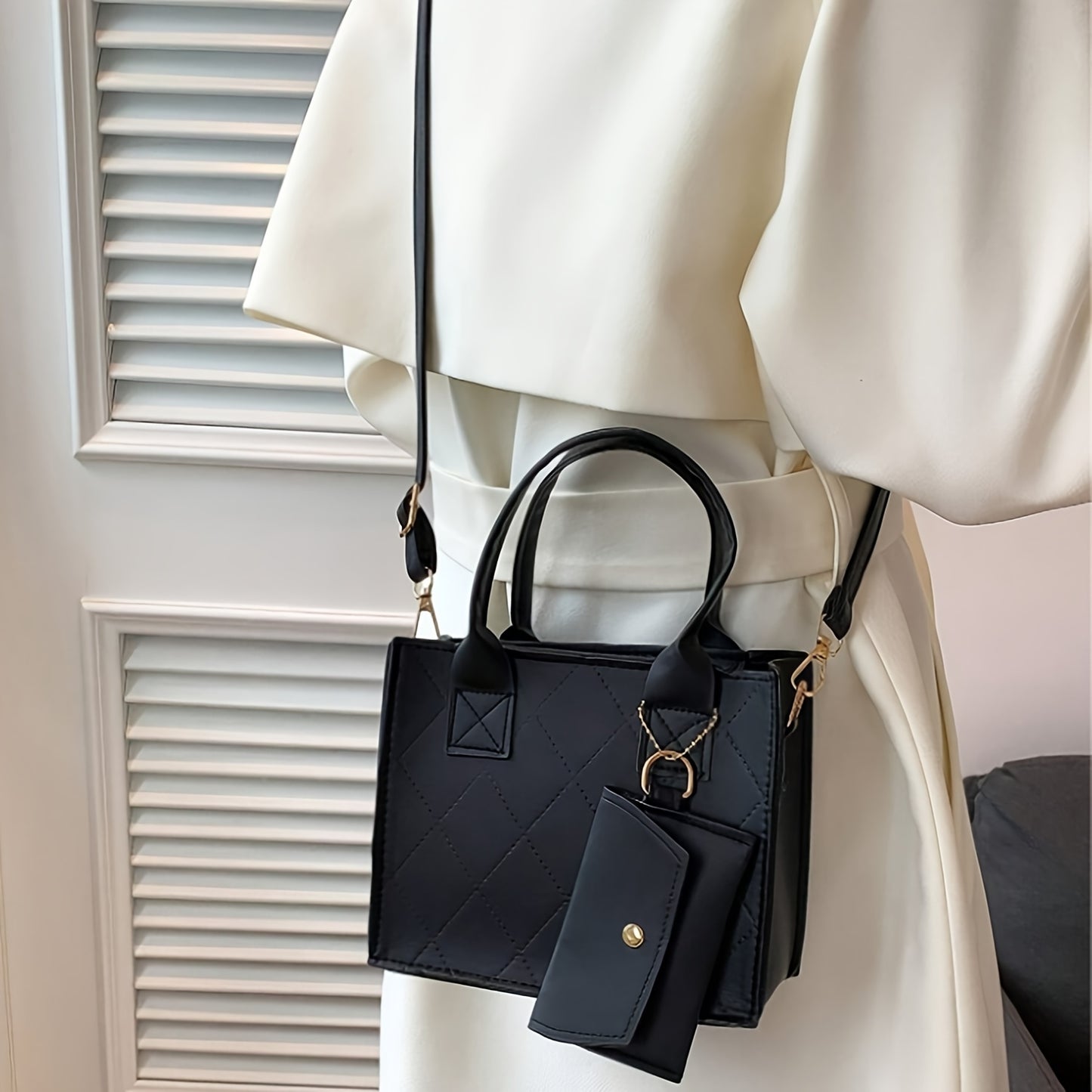 3-Piece Rhombus Embossed Crossbody Bag Set