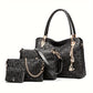 4-Piece Faux Leather Handbag Set