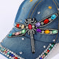 Rhinestone Dragonfly Denim Dad Hat