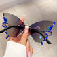 Y2K Rhinestone Butterfly Sunglasses