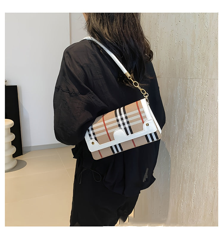 Striped Waterproof PU Leather Crossbody Bag
