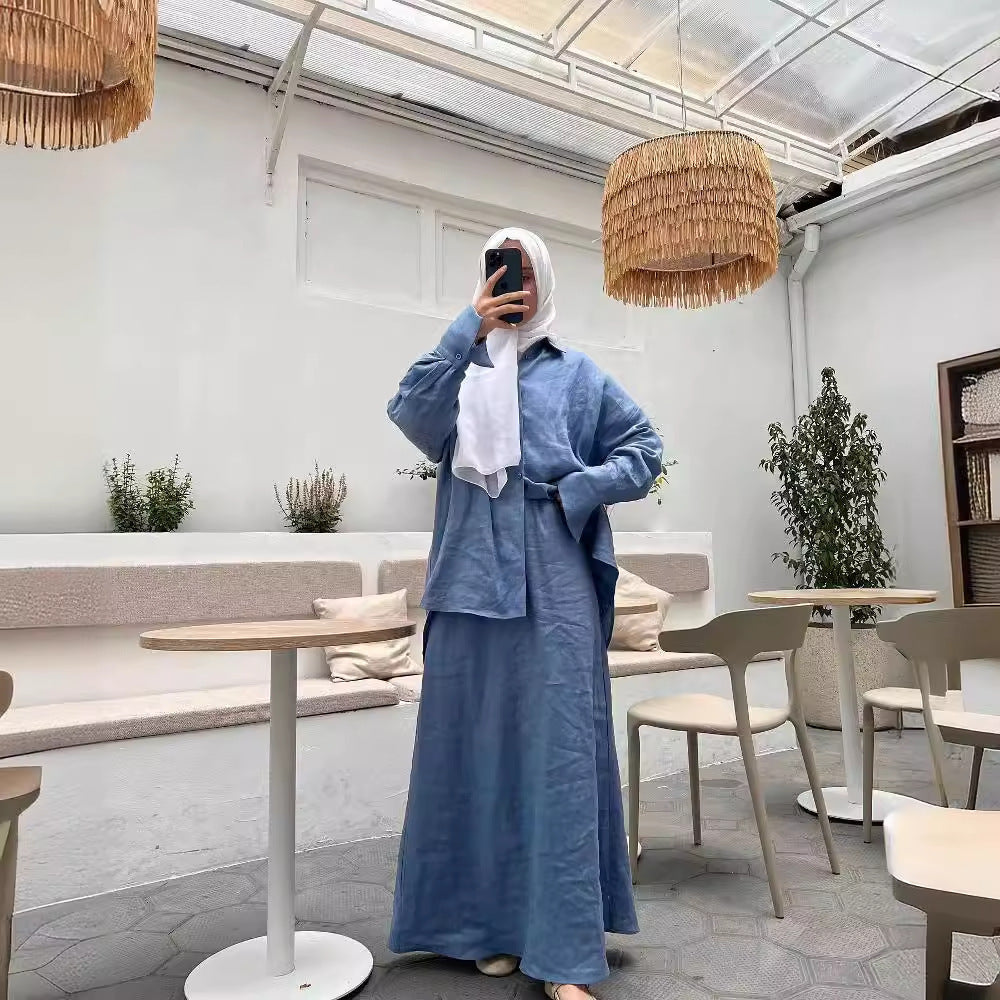 Women's Loose Long Sleeve Shirt Skirt