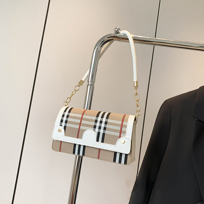 Striped Waterproof PU Leather Crossbody Bag