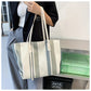 Canvas Striped Crossbody Tote Bag