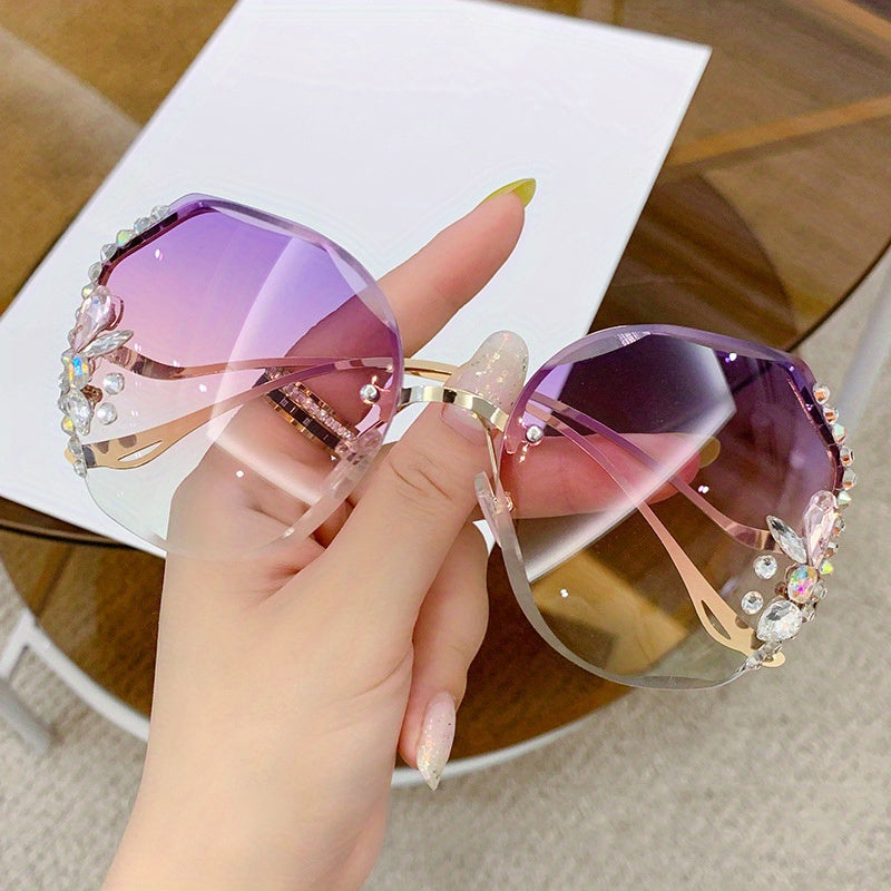 Luxury Rhinestone Rimless Sunglasses