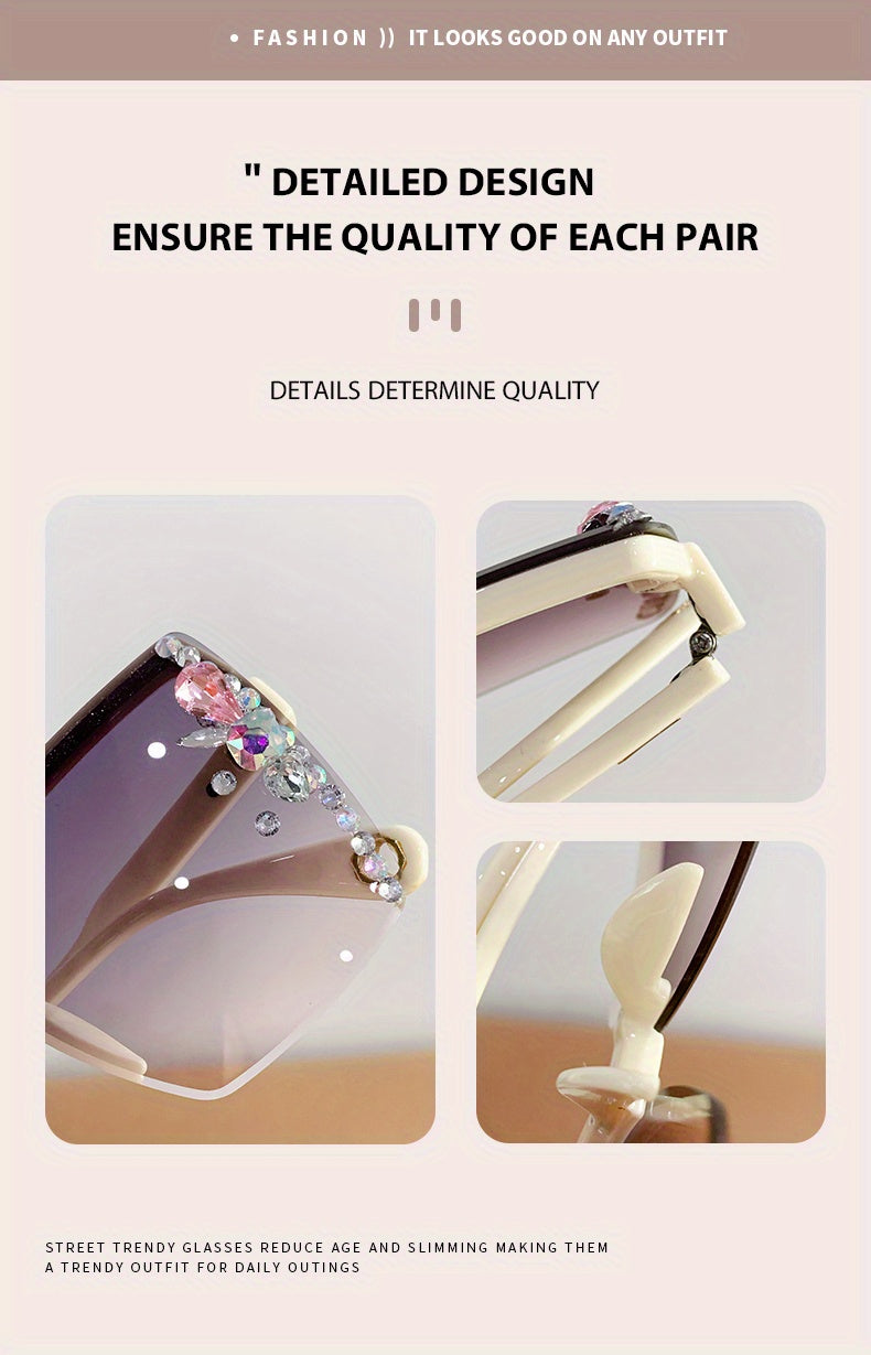 Rhinestone Square Gradient Sunglasses