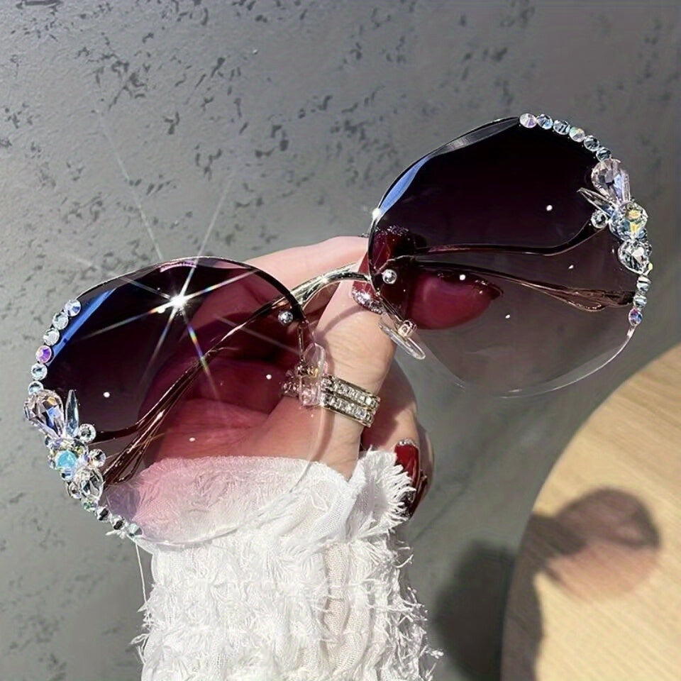 Luxury Rhinestone Rimless Sunglasses